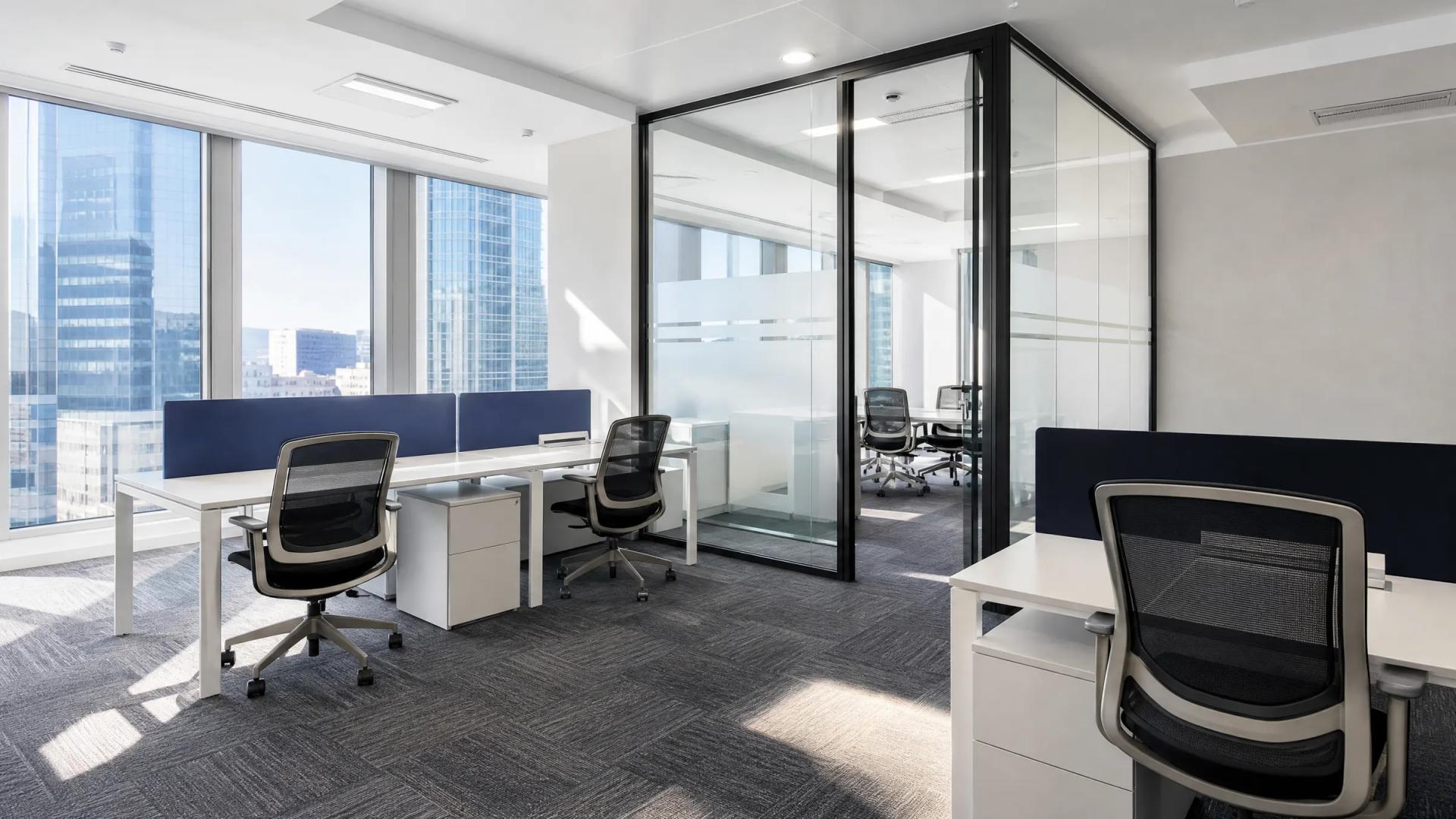 A tidy office after a commercial clean